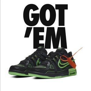 offwhite nike rubber dunk green strike